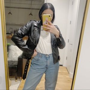 Zara Black Faux Leather Motorcycle Jacket